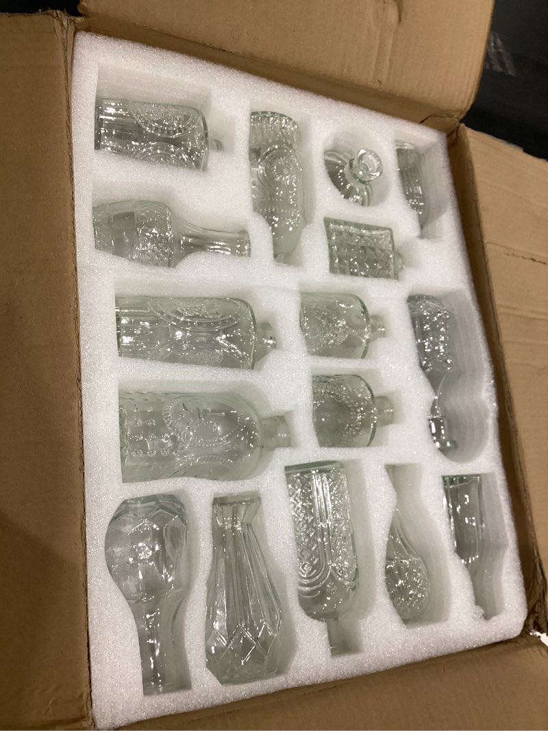 Condition photo showing Good Condition for Der Rose Glass Bud Vases Set of 32 Small Clear Flower Vases for Rustic Wedding Centerpieces Table Decorations and Home Office Decor(Clear)
