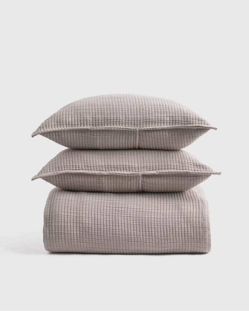 organic ribbed cotton coverlet set king grey 