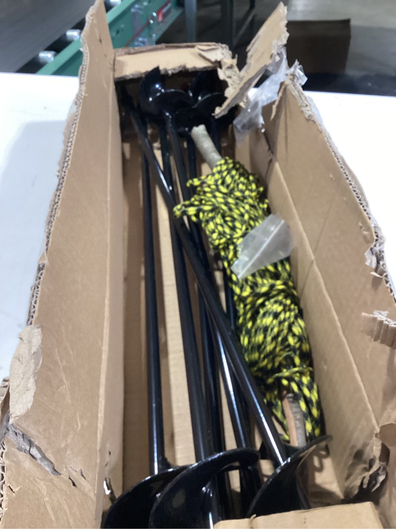 Condition photo showing Good Condition for 6 pcs 30 inch auger earth anchor shed anchor kit spiral blade heavy duty shed anchors wind stakes for trailer, shelters, tents, canopies, trapping, swing sets