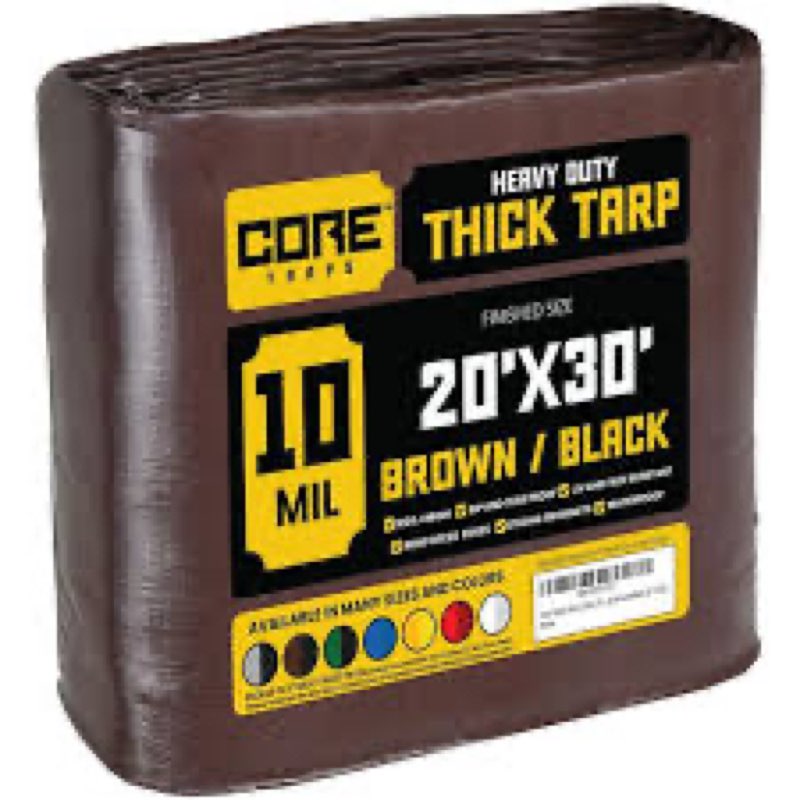 Brown Tarp 20x30 Feet, 10 Mil Thick Waterproof Poly Tarps Cover UV Resistant, Rip & Tear Proof with 
