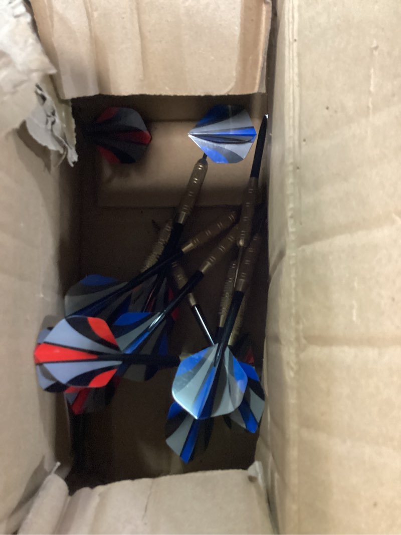 Condition photo showing As Is for LinkVisions Dartboard with Staple-Free Bullseye, 18g Steel Tip Darts Set,12 Steel Tip Darts 18g, Dartboard Mounting Kits Included Casupieler