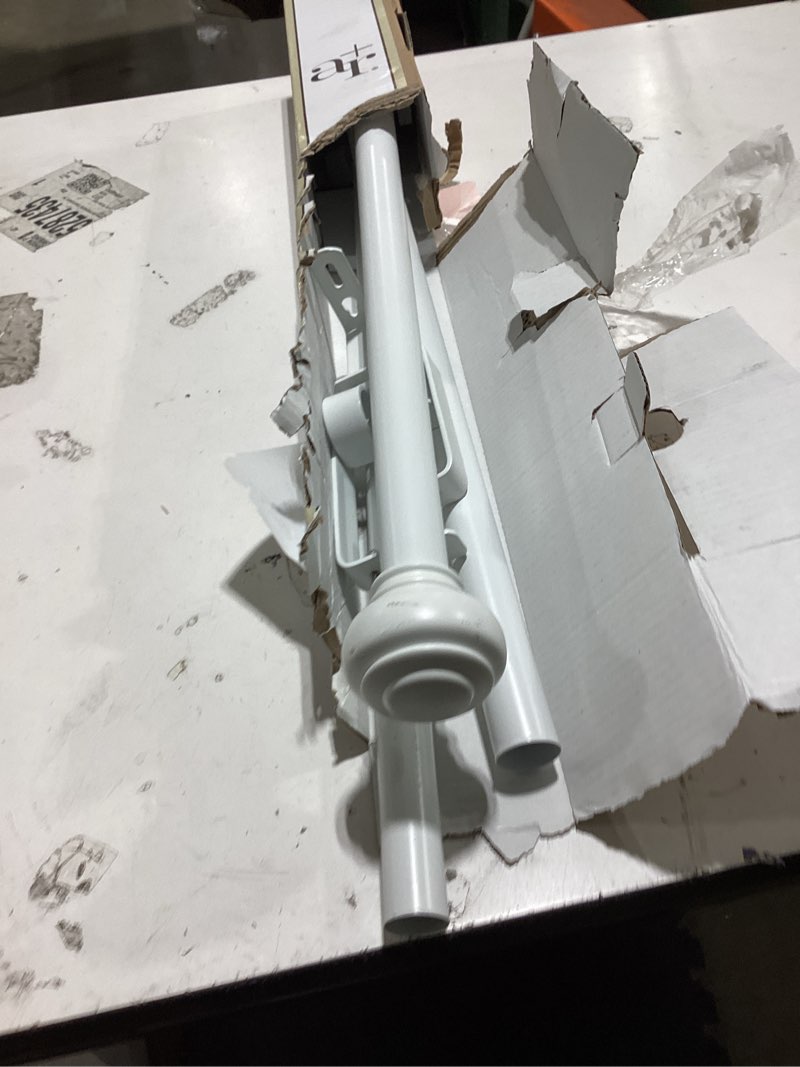 Condition photo showing As Is for allen + roth 36-in to 72-in white steel single curtain rod with finials