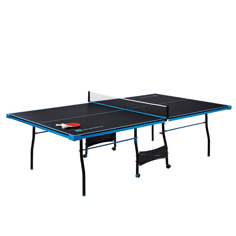 md sports official size ping pong table tennis table, 4 piece foldable design with net & accessories, blue/black