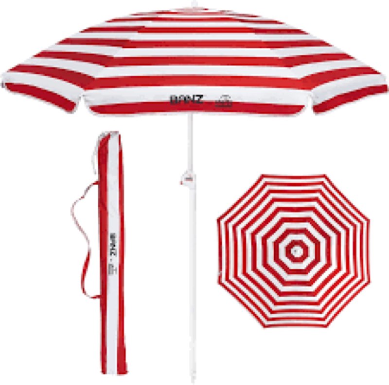 BANZ Noosa Red and White Cabana Stripe Beach Umbrella