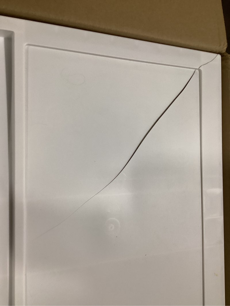 Condition photo showing As Is for IRIS USA Plastic Drawer Storage Organizer Rolling Cart, with Wheels Casters, 3-Drawers, for Art Craft Supplies Bathroom Dorm Bedroom Laundry Room, Wide, White White 3 Drawer