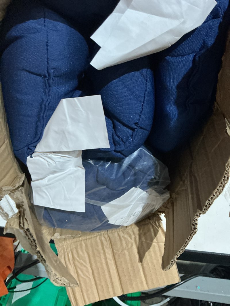 Condition photo showing Good Condition for outdoor/indoor all weather tufted wicker chair cushions of 3 pieces, 1 loveseat and 2 u-shape waterproof cushions for patio furniture,wicker loveseat,bench-navy blue