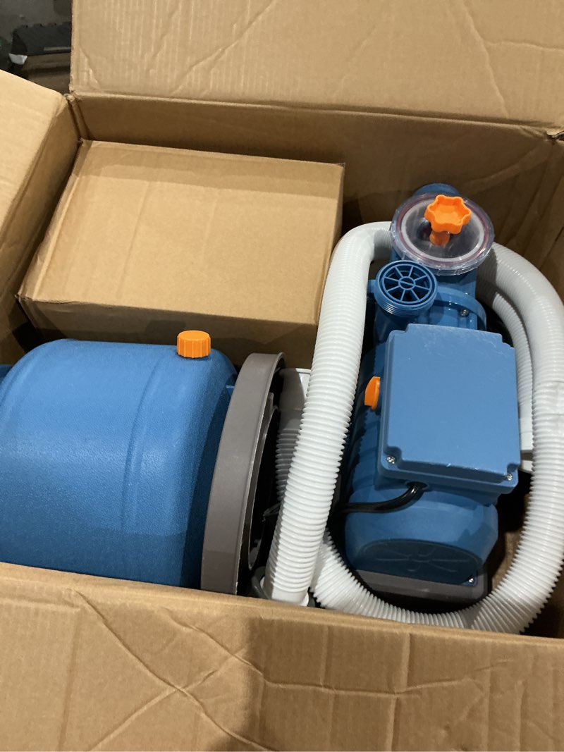 Condition photo showing As Is for 2500 gph sand filter pump for above ground pools, pool pumps above ground with 24h automatic timer, 6-way valve, efficient circulation & filtration pool sand pump, up to 12000 gallons -orange