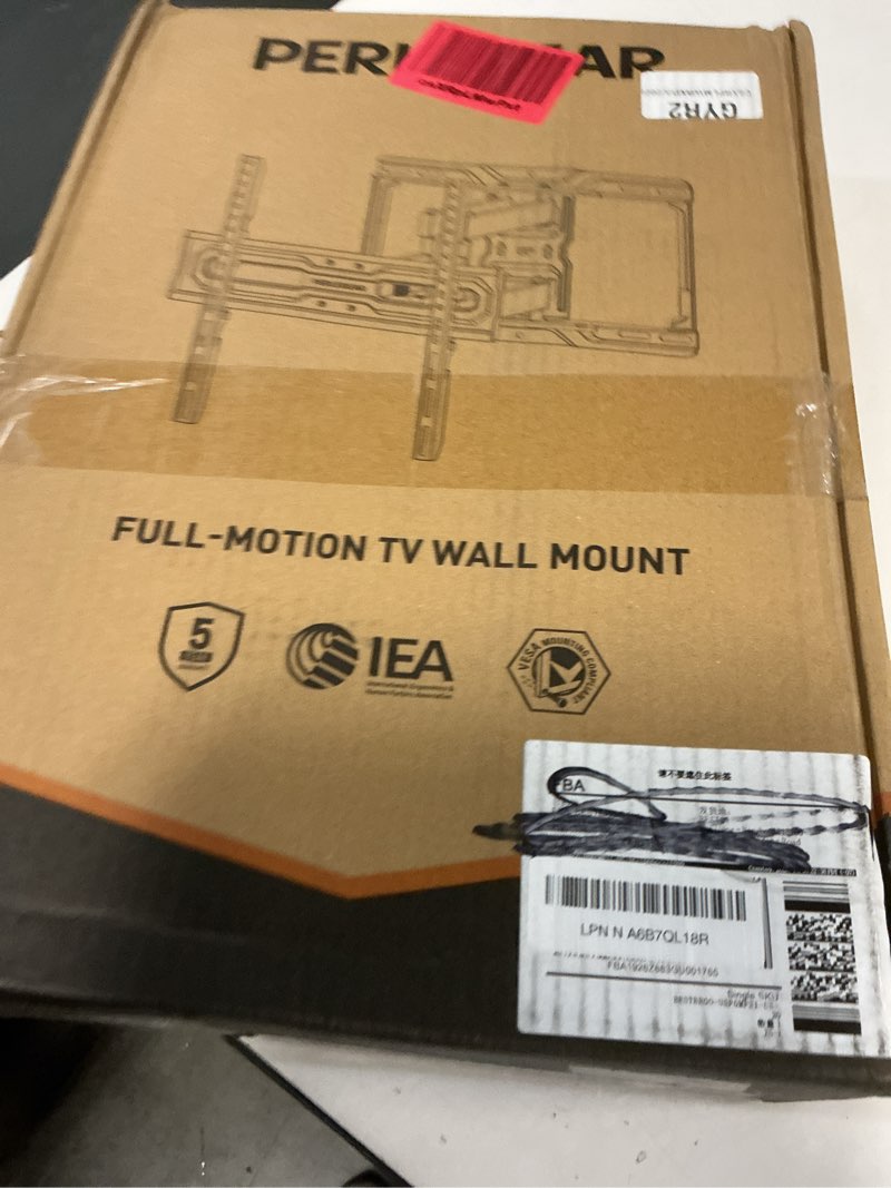 Condition photo showing New/Like New for Perlegear Full Motion TV Wall Mount for 26-74 inch TVs, Height Adjustable TV Mount, Pre-Assembled Wall Mount TV Bracket with Tool-Free Tilt, Swivel, Fits 16” Studs, 99 lbs, Max VESA 400x400mm, PGMF21 26-74 Inch Full Motion TV Wall Mount