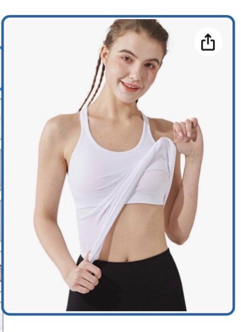 SLIMBELLE Built in Bra Workout Tank Tops for Women Gym Yoga Athletic Top Tight Racer Back Round Neck