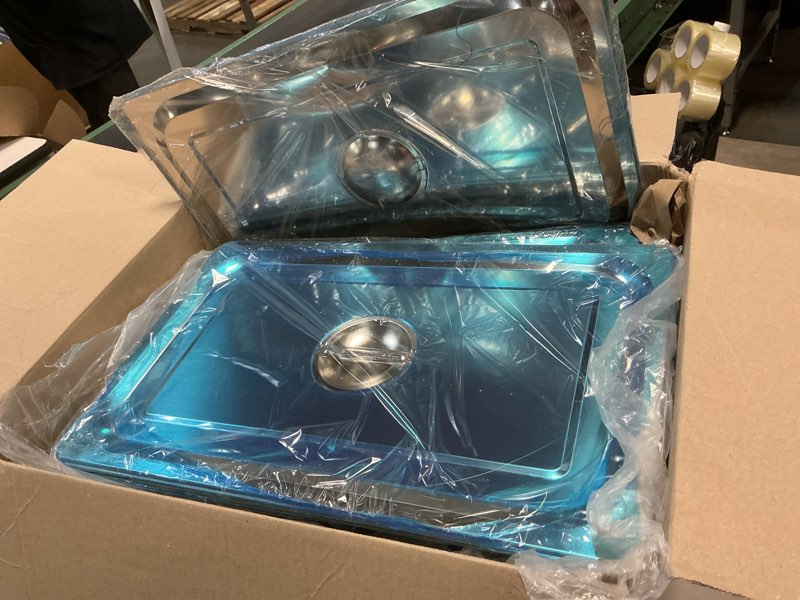 Condition photo showing New/Like New for Dandat 6 Pack Full Size Steam Table Pans Deep Hotel Pan with Lid Thick Stainless Steel Restaurant Commercial Trays Steam Food Containers for Chafing Dish Buffet (20.8 x 12.8 x 6 Inch)