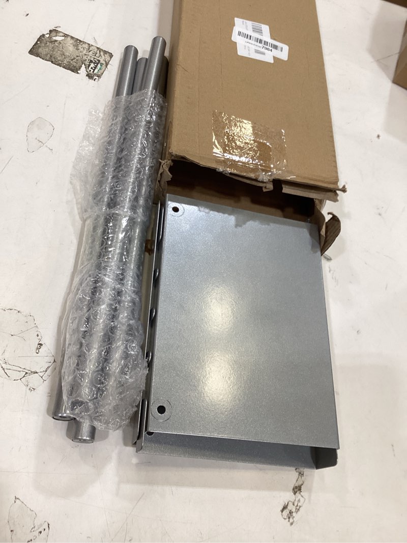 Condition photo showing New/Like New for towel rack storage for bathroom, wall mounted vertical rolled towel organizer holder with shelf, holds up 6 large bath sheets, silver grey silver grey standard size