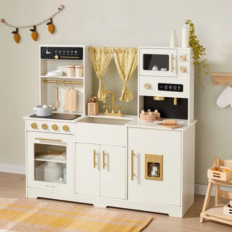 Tiny Land® Iconic Wooden Play Kitchen – Cream Pretend