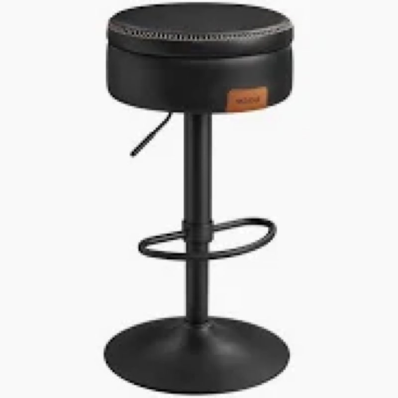 VASAGLE EKHO Collection 360° Swivel Bar Stool, Height Adjustable Barstool, Synthetic Leather with Stitching, Mi... with Storage, Kitchen Bar, Easy Assembly