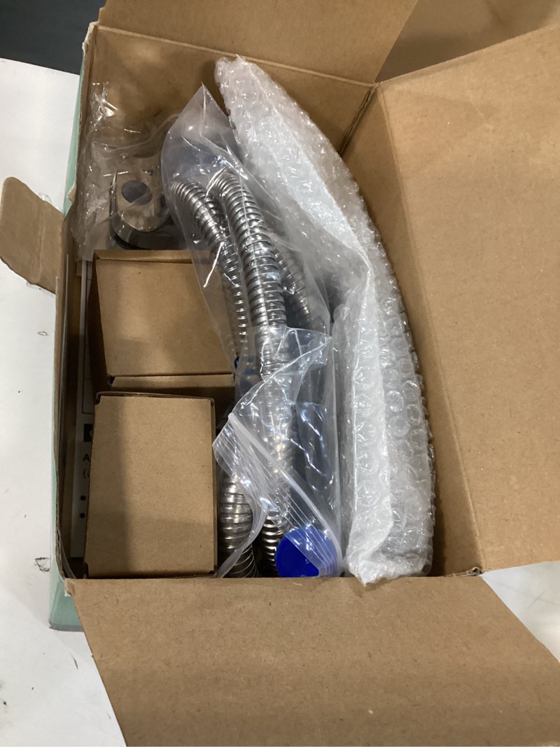Condition photo showing Good Condition for sink hose shower sprayer attachment - faucet extension w/ 5 adapters for bathroom bathtub, kitchen faucet, utility laundry tub, garden hose thread spout for delta, moen, kohler, american standard c-silver-big panel