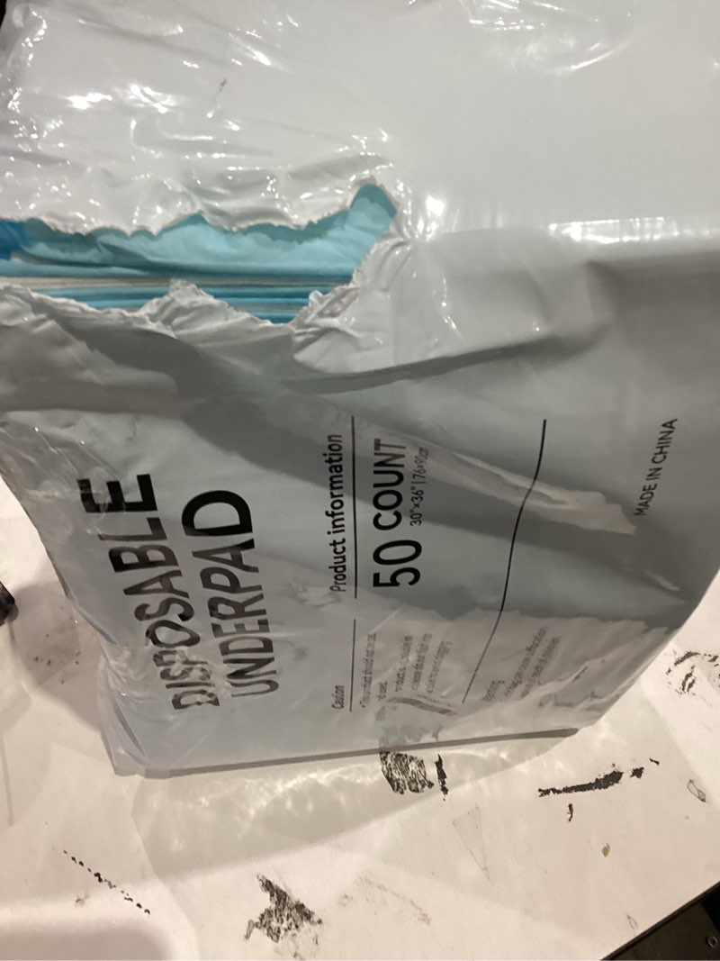 Condition photo showing As Is for Disposable Underpads 30''x36'' 50 Count Extra Large Super Absorbency, Leakproof Quick Drying Pee Pads for Adult 30"x36" 50 Count