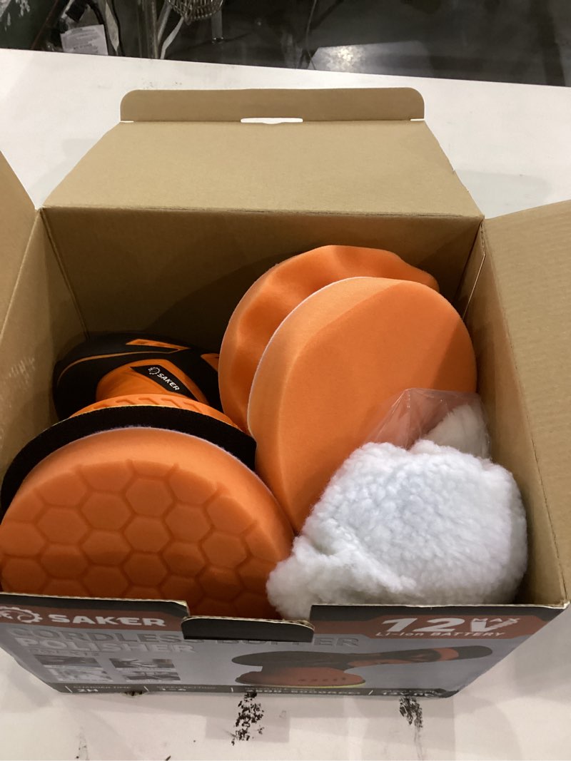 Saker Cordless Buffer Polisher, 6 Inch Fast Charging Portable Car Polishing Kit with 2PCS 12V 2000mA