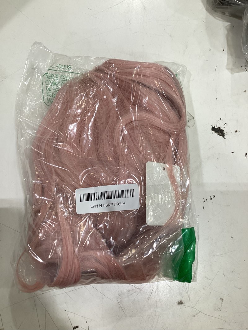 Condition photo showing Good Condition for short bob wigs with bangs for women loose wavy wig curly wavy shoulder length bob synthetic cosplay wig for girl colorful costume wigs (peach fuzz)