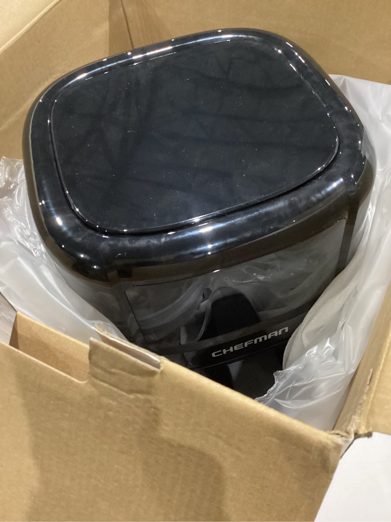 Condition photo showing Good Condition for chefman 2 qt mini air fryer – digital space-saving compact air fryer with nonstick and dishwasher safe basket, quick & easy meals in minutes, features digital timer and shake reminder – black 2 quart black