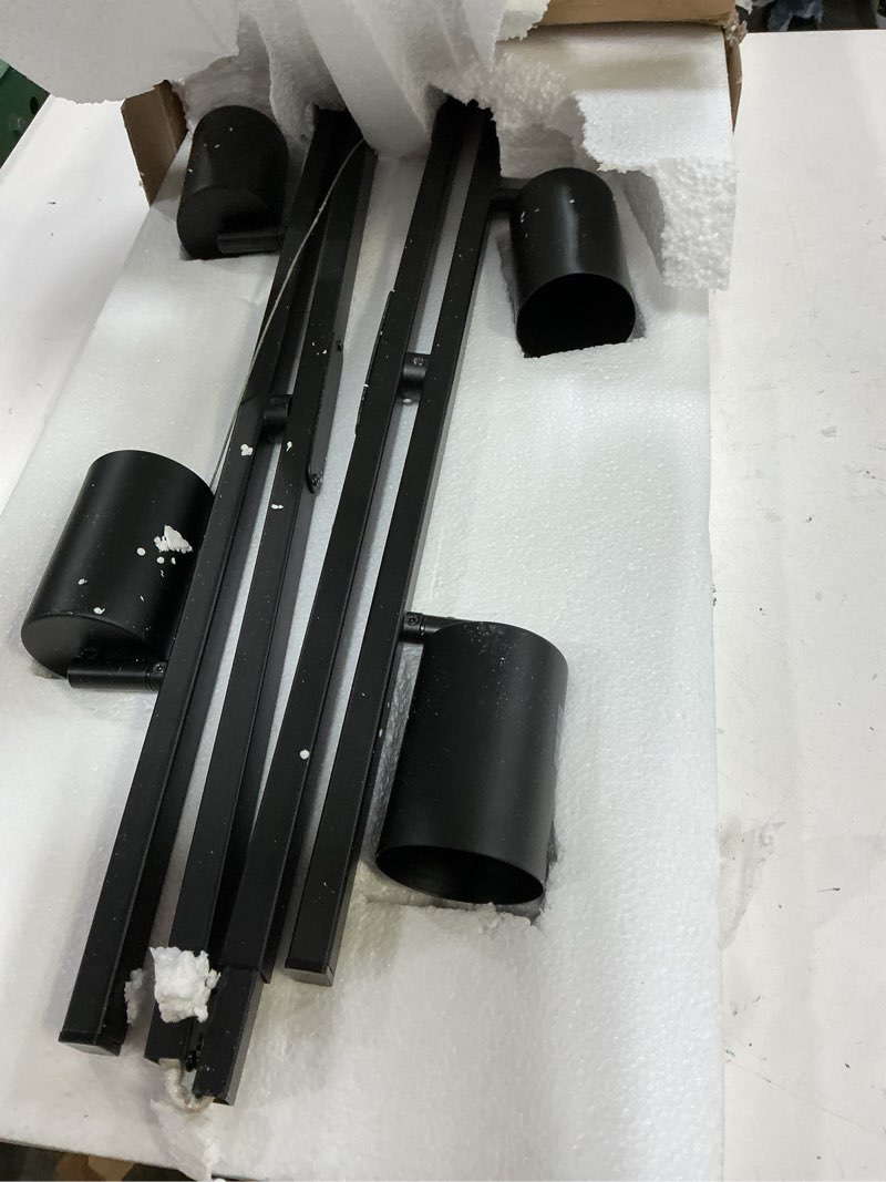 Condition photo showing As Is for globe electric 59829 64" 6-light track lighting, matte black finish, center swivel bar, adjustable heads, gu10 base, dimmable, modern industrial lighting matte black, west