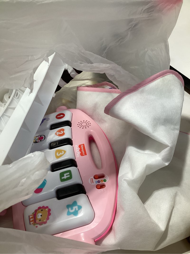 Condition photo showing New/Like New for fisher-price baby musical toy set glow and grow kick & play piano gym pink playmat with 2 rattle maracas for newborns ages 0+ months