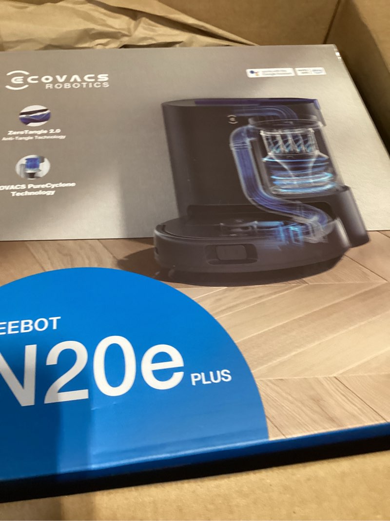 Condition photo showing New/Like New for ECOVACS DEEBOT N20e Plus Robot Vacuum and Mop, 10000Pa Suction, Self-Emptying Base, Tangle-Free for Pet Hair, Smart Mapping, 300 Min Runtime, Alexa Compatible, for Hardwood, Carpet, Tile