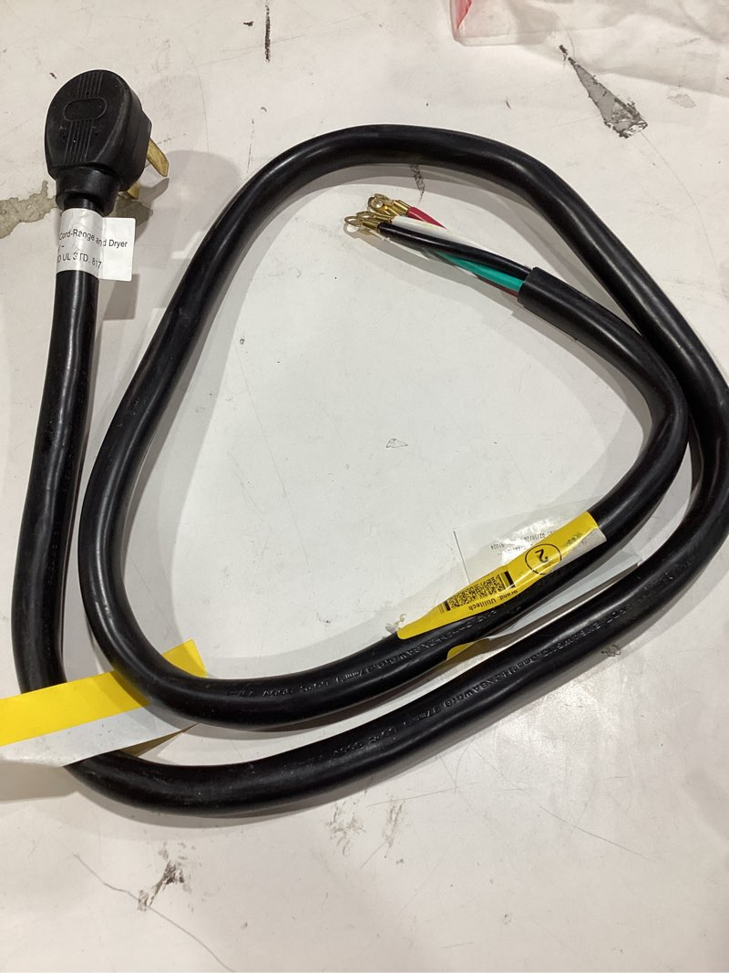Condition photo showing As Is for utilitech range cord 6-ft 50 -amp 4 -prong black range appliance power cord