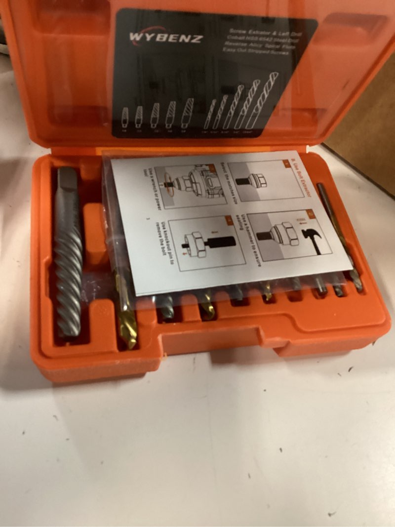 Condition photo showing Good Condition for 14pcs screw extractor and left hand drill bits set, easy out screw extractor set, broken bolt extractor kit bolt remover, reverse cobalt hss steel drill bit for remove stripped screws and broken bolts 14pcs screw extractor & drill bits set