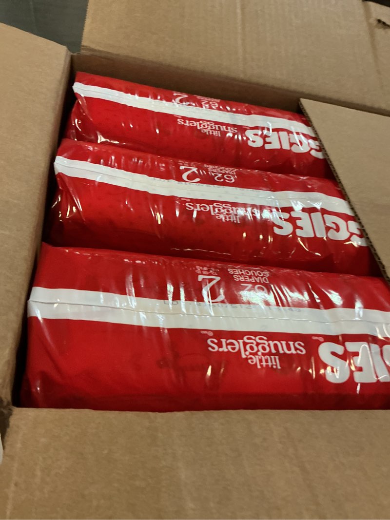 Condition photo showing Good Condition for huggies size 2 diapers, little snugglers baby diapers, size 2 (12-18 lbs), 186 count (3 packs of 62), packaging may vary