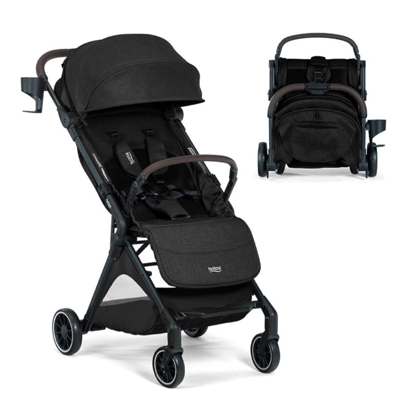 britax juniper+ compact stroller, portable & lightweight on-the-go stroller with fastpack & one-hand rapidfold, infant car seat compatible, built-in carry strap, ventilating fabrics — raven black raven black juniper+