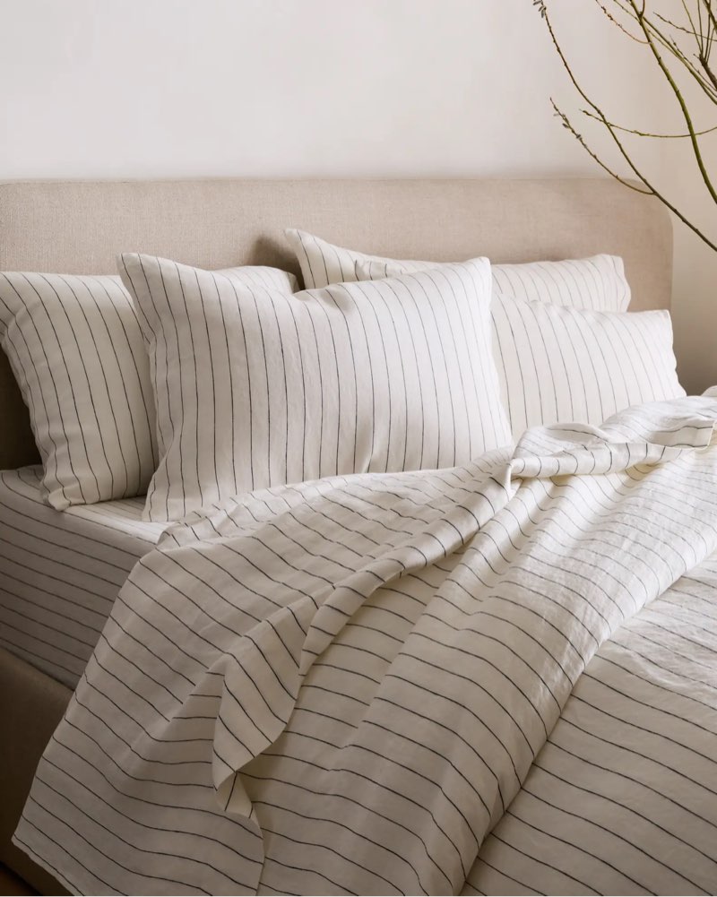 european linen stripe deluxe bedding bundle set 3 pieces queen 