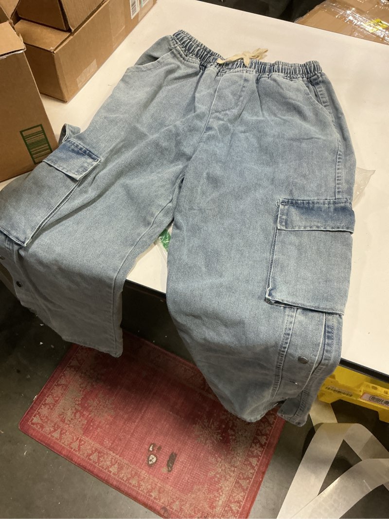 Condition photo showing item condition for Men Straight Leg Jeans Relaxed Fit Work Pants Jeans with Cargo Pockets X-Large 127 Blue