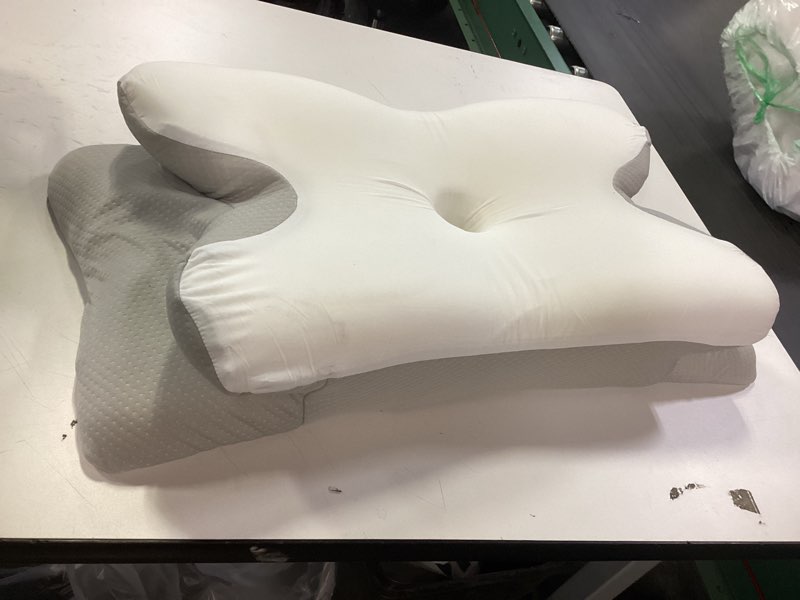 Condition photo showing As Is for Effective Pain Relief Cervical Neck Pillow for Sleeping, Ergonomic Cooling Side Sleeper Pillow for Neck Support, Odorless Orthopedic Contour Memory Foam Pillows, Bed Pillow for Stomach Back Sleeper White Queen