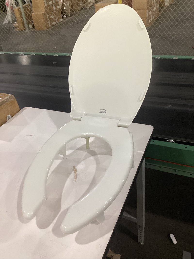 Condition photo showing As Is for bemis 7ye82350tc 000 open-front elevated/raised toilet seat with 3" lift, elongated, white