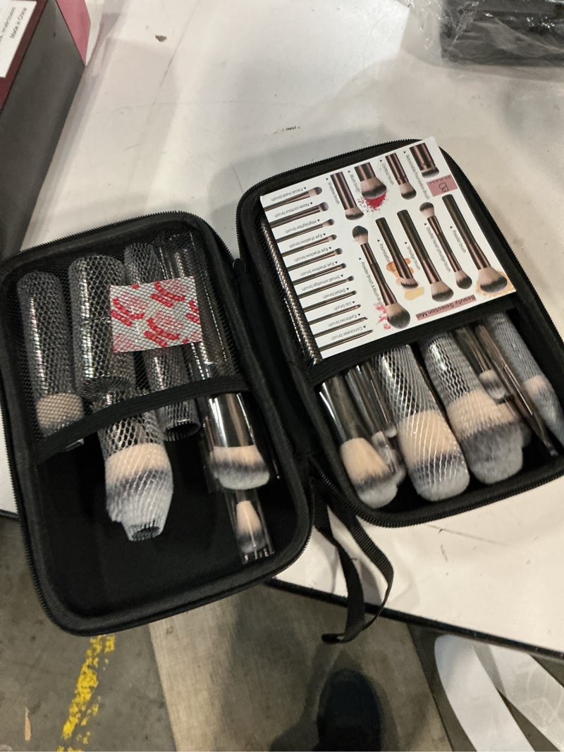 Condition photo showing New/Like New for professional makeup brushes bs-mall with travel case, premium synthetic foundation brushes, concealer blush eyeshadow brush kit, labeled for beginners & pro, ideal for daily makeup & gift a-coffee