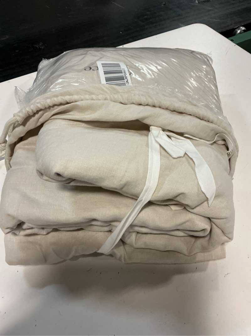 Condition photo showing Good Condition for european linen duvet cover set, king/cal king, sand