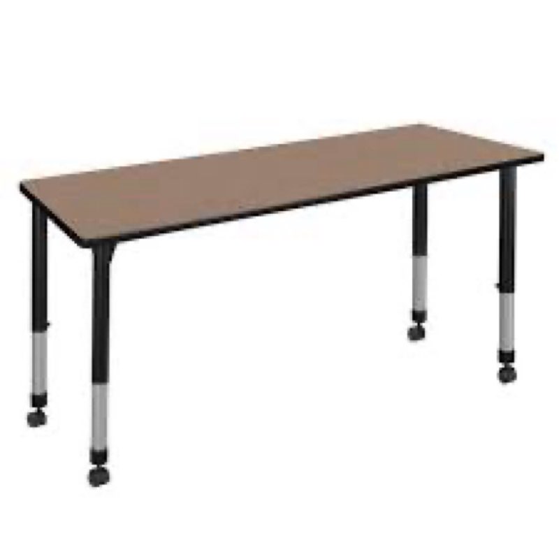 Regency Kee 48 x 24 in. Height Adjustable Classroom Activity Table- Neo Walnut Top & Black Base