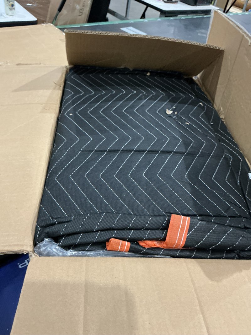 Condition photo showing As Is for simpli-magic 79522 heavy duty padded moving blankets, orange/black, 72” x 80”, 6 pack