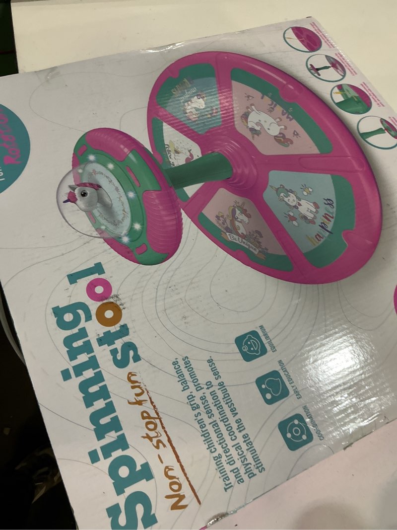 Condition photo showing Good Condition for (Incomplete)Unicorn Sit and Spin Toy for Toddlers Girls Ages 1-3 2-4, Birthday Gift for 2 3 4 Years Old Girl, 360° Spin Seat Kids Indoor Interactive Sensory Toy with LED & Music