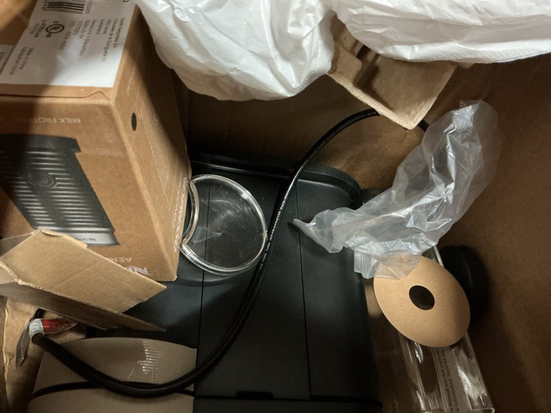Condition photo showing As Is for nespresso vertuo next coffee and espresso maker by breville, with aeroccino milk frother machine + frother gray