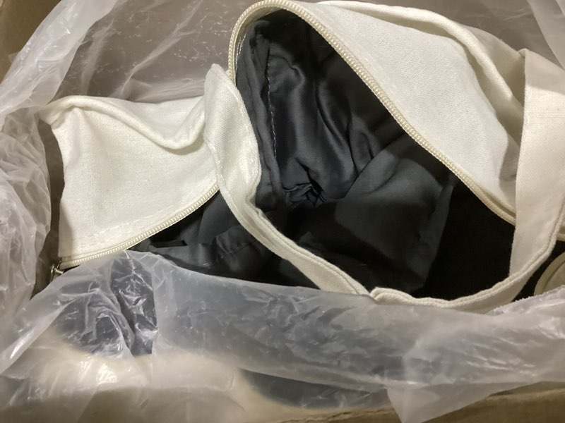 Condition photo showing As Is for Luna Luxe Cotton Weighted Blankets for Kids & Adults - 100% Oeko-Tex Cotton Weighted Blanket - Soft, Comfortable, & Breathable Travel Blanket - All-Season, Winter Premium Gift Ideas Queen | 60" x 80" | 15 lbs Dark Grey