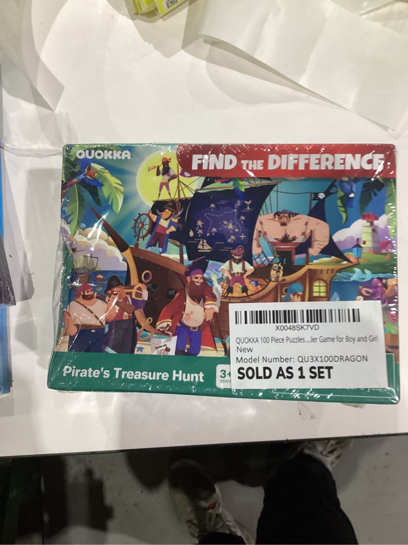 Condition photo showing New/Like New for 100 Piece Puzzles for Kids Ages 4-6 – 3 Floor Puzzles for Toddlers 3-5 by QUOKKA – Toy for Learning Pirates & Constructions & Animals for 6-8 yo – Jigsaw Toddler Game for Boy and Girl