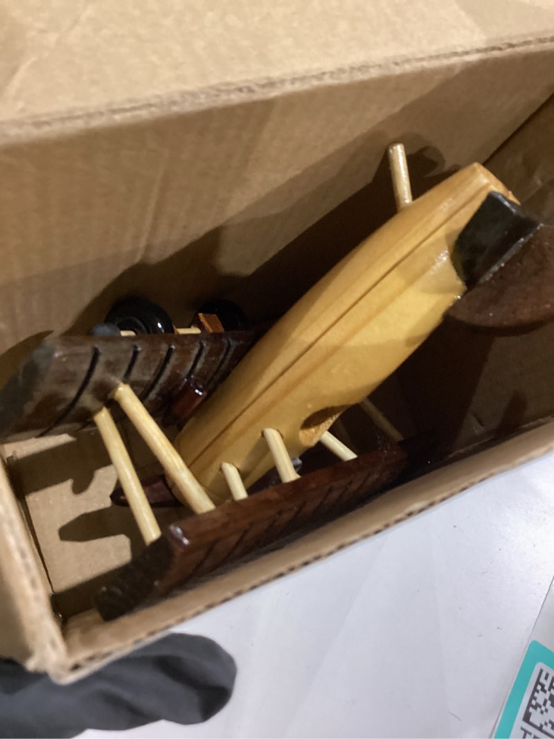 Condition photo showing Good Condition for DECHOUS Wooden Vintage Airplane: Small Wooden Airplane Decor Model Plane Nursery Ornament - 6x5.5x3 Inch Biplane Model for Boys Kids Room Home Desk Toy 15.00X14.00X7.50cm