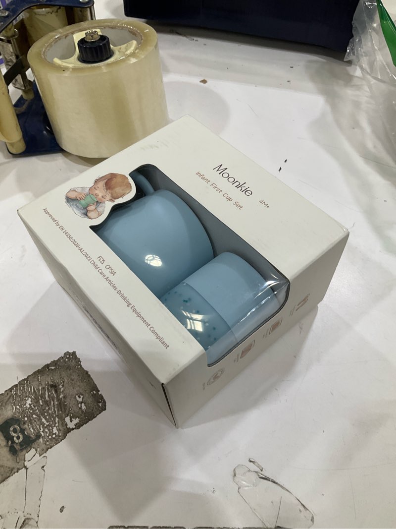 Condition photo showing New/Like New for moonkie baby training cup & sippy cup set | 4 months+ | baby-led weaning essential | gift for infants (ether cup set, 2 pack) ether cup set 2 ounces