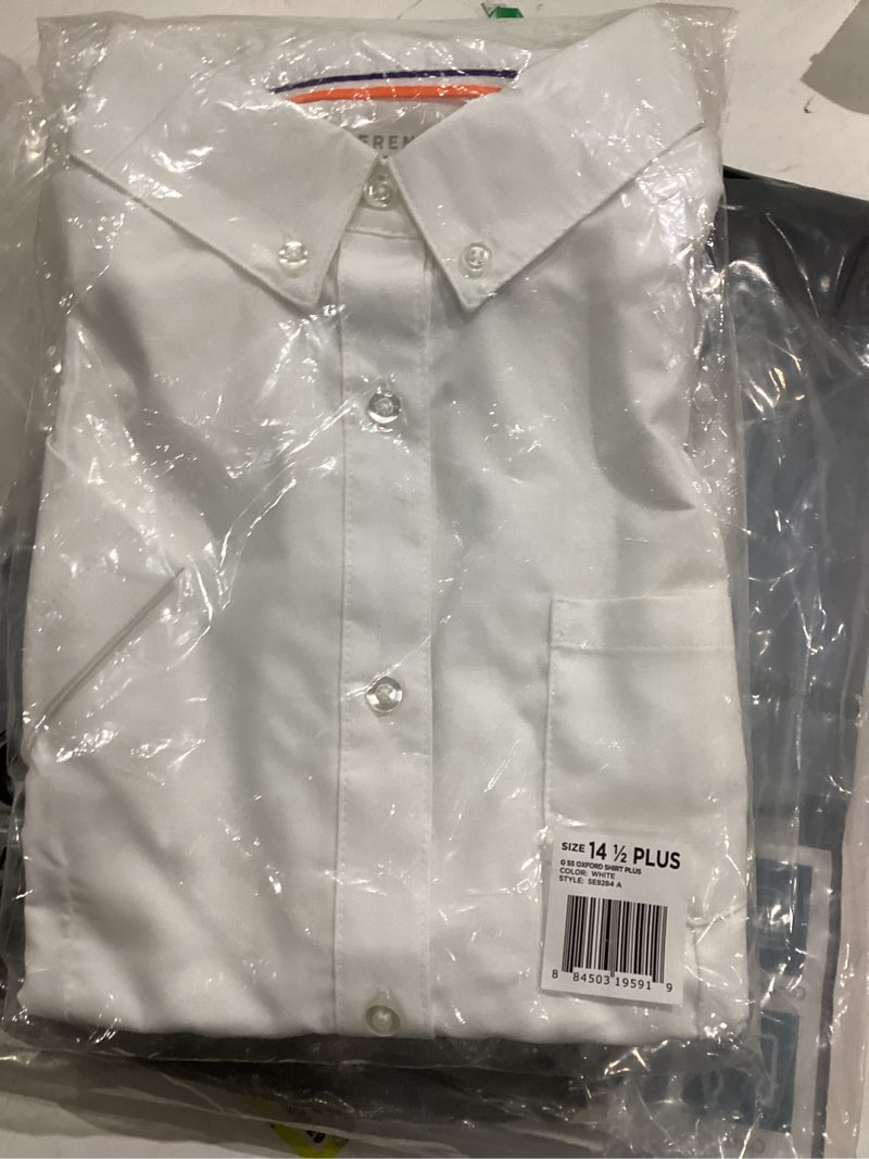 Condition photo showing New/Like New for French Toast Girls' Fitted Short Sleeve Wrinkle-Resistant Blouse 14 Plus White