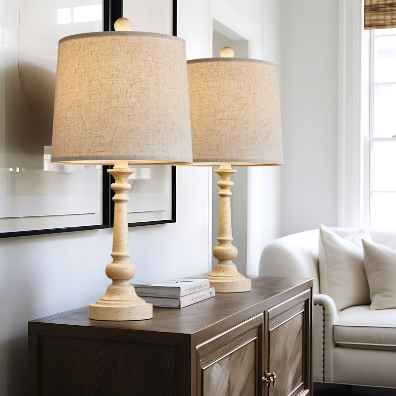 20\\\" Retro Style Farmhouse Table Lamp?for Living Room Bedroom Rustic Bedside Lamp