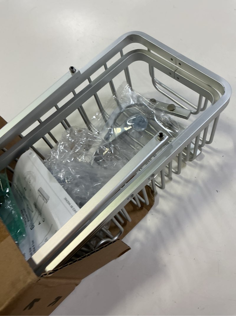 Condition photo showing As Is for yasonic shower caddy hanging, never rust shower organizer hanging, aluminum shower racks for inside shower with hooks for razor, bathroom organizers and storage with soap holder, bright silver