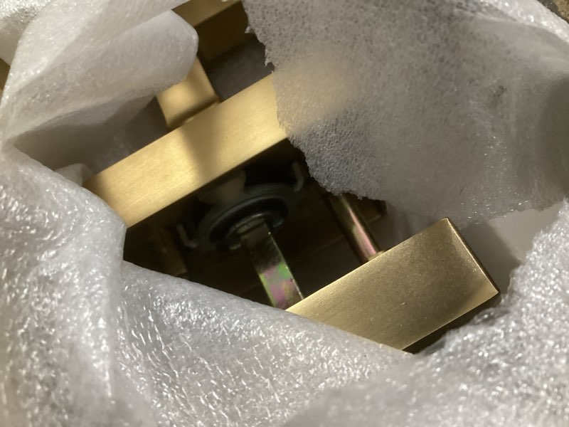 Condition photo showing New/Like New for asidrama 4 pack champagne bronze privacy door handles, door lever with door knobs indoor for bedroom or bathroom, heavy duty door handles interior with locks for left right sided doors 4 pack privacy champagne bronze