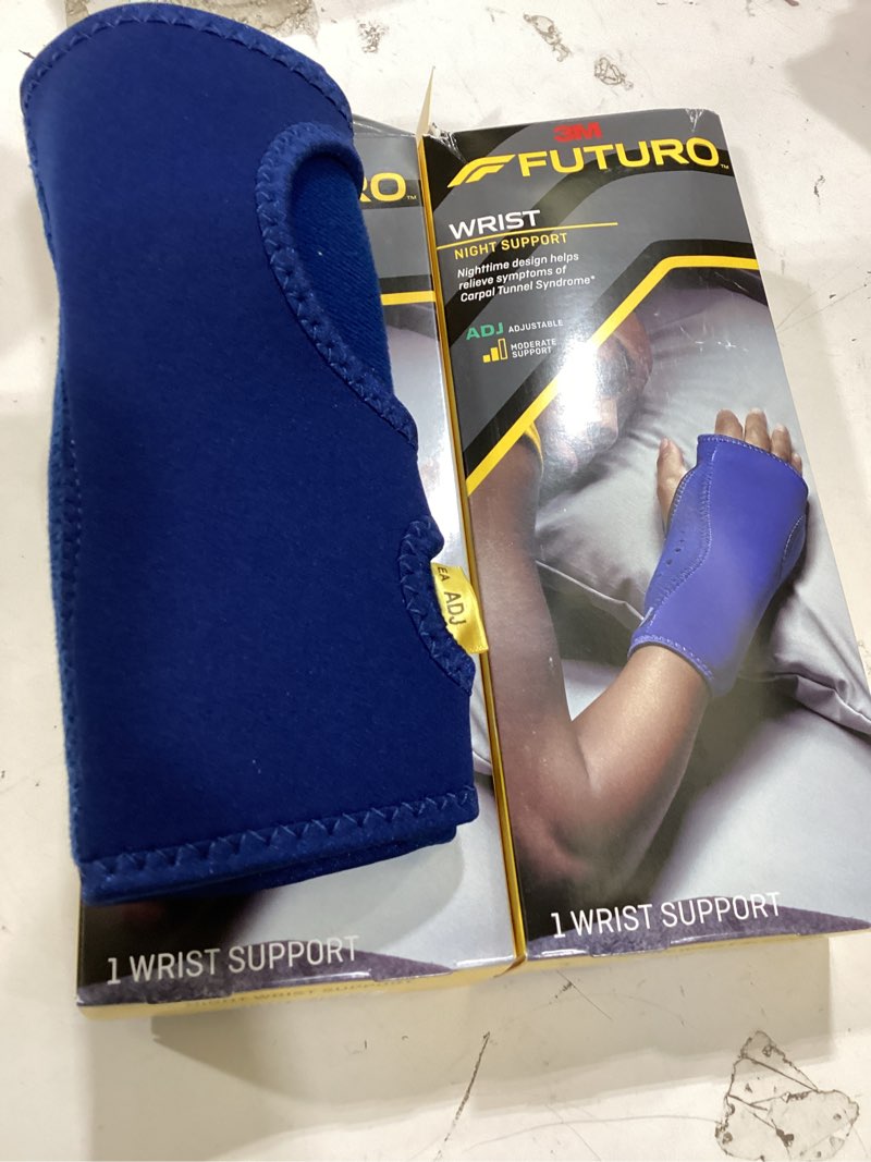 Condition photo showing Good Condition for futuro night wrist sleep support brace, adjustable nighttime splint for carpal tunnel relief, cushioned beads and removable stabilizer, fits left or right hand (2-pack) 2 pack