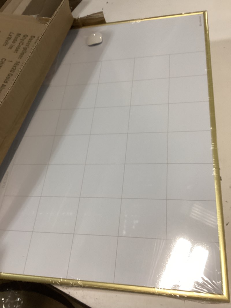 Condition photo showing Good Condition for U Brands Magnetic Dry Erase Calendar White Board, 16" x 20", Gold Aluminum Frame, Includes Magnet and Marker 20"W x 16"H Gold Frame