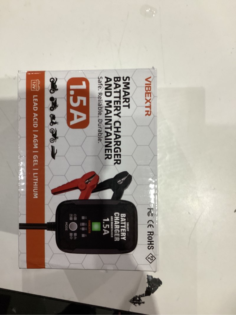 Condition photo showing As Is for 1.5A 6V/12V Car Battery Charger – Automatic Trickle Charger, Battery Maintainer with Overcharge Protection & Temperature Compensation – for Lead Acid, AGM, Gel, Lithium Batteries